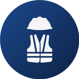 Blaues Icon mit weißem Helm und Warnwesten Emoji