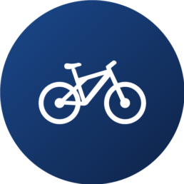 Blaues Icon mit weißem Fahrrad Emoji